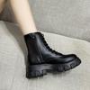 2026 Boots Women  Autumn Winter PU Leather White Ankle Boots Motorcycle Female Chunky Heels Platform Boots