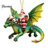 Fantasy Style Ornament Santa Claus Dragon Rider Christmas Ornament, 2D Acrylic Red Themed Hanging with Flying Tree Decorations for Home Parties Decor