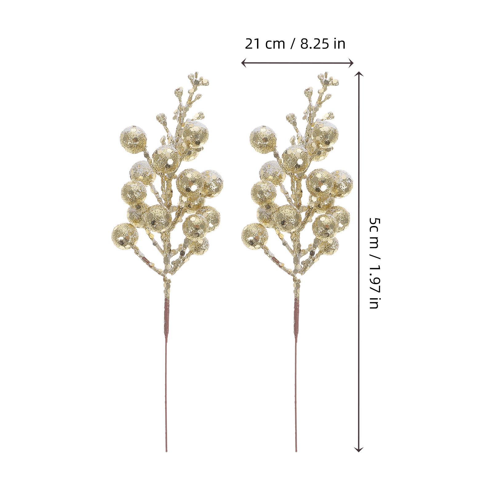 

10Pcs Artificial Berry Stems Glitter Christmas Decorations for Tree Wreath Vase Winter Holiday Party Natural Touch Decor золотистый