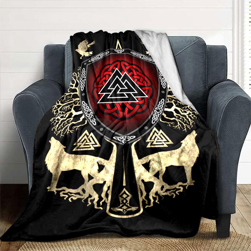 1pc Celtic Shield Throw Blanket Soft Flannel, Cozy All Season Polyester Perfect for Home, Office