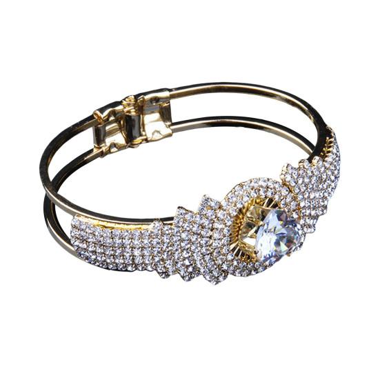 Women Bangle with Buckle Opening Closing Design, Sparkling Cubic Zirconia Bracelet, Formal Wear Wrist Accessory