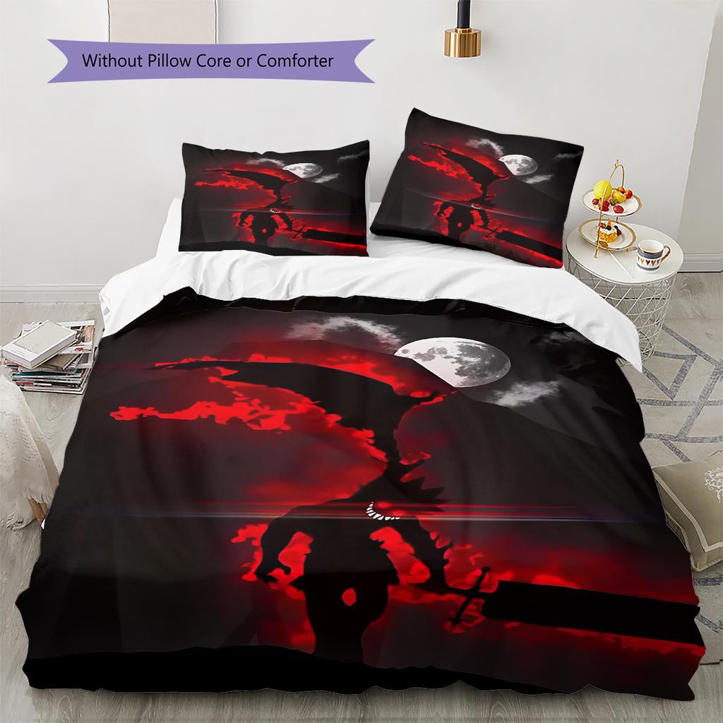Anime Pattern Bedding Quilt Set Quilt Cover Pillowcase Home Decoration Birthday Gift (1 * Duvet Cover + 2 * Pillowcase, Without Core)