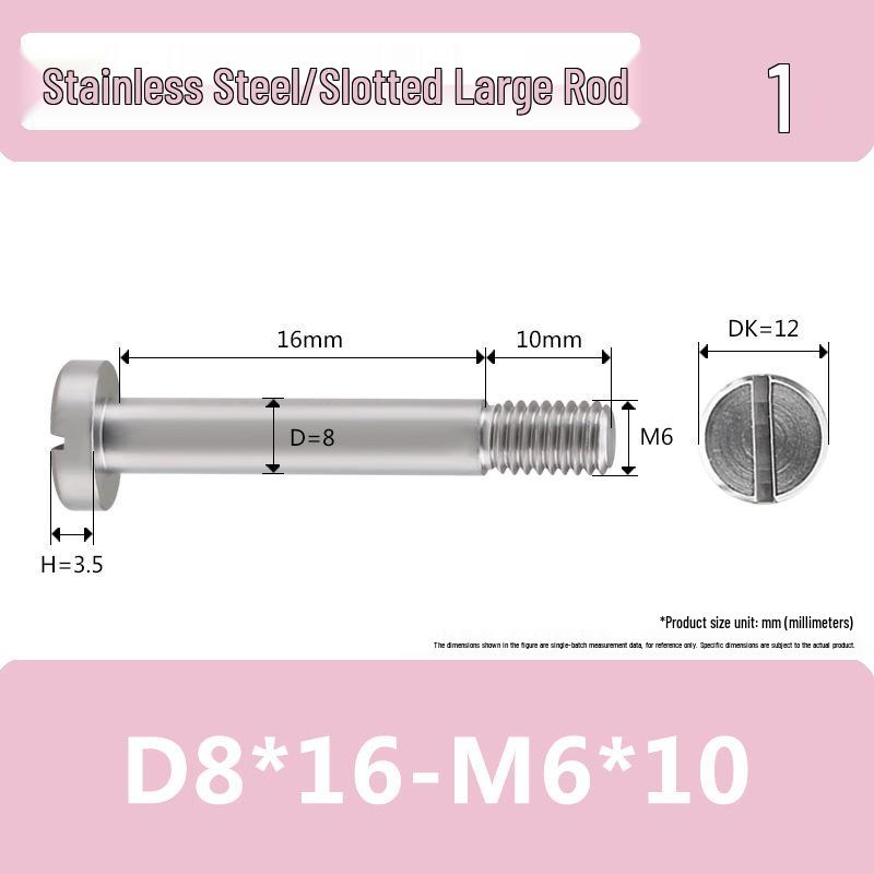 M6 D6D8 Stainless Steel Slotted Plug Screw, Half-Thread, Smooth Shank, Shoulder Limit Bolt