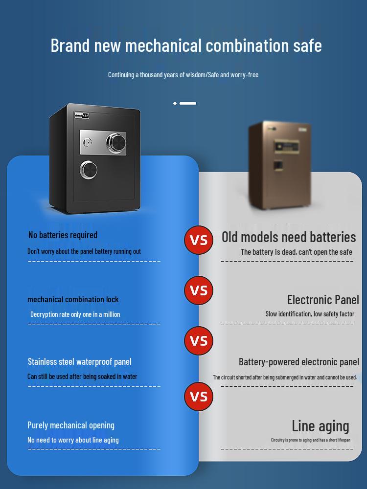 Onaisi 45cm All-Steel Home Safe with Mechanical Lock and Key, Anti-Theft Design