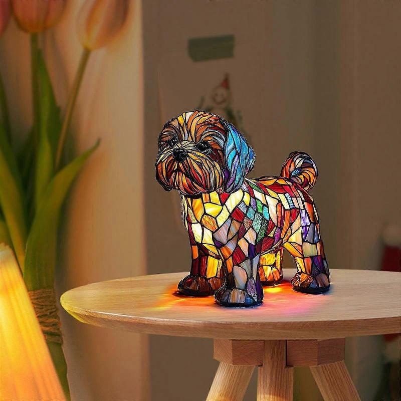 Miniature Dog Shaped LED Desk Lamp PUW5157 Cute Night Light for Home Office Decor Warm White Touch Control