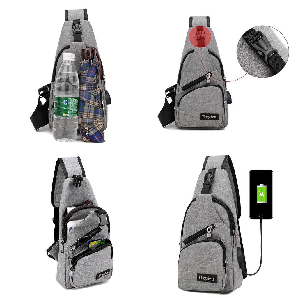 Versatile New Oxford Men Women Chest Pack With Durable Oxford Cloth And Usb Charging