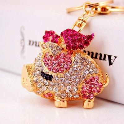 Bezaubernder Sternzeichen-Fliegendes Schwein-Schlüsselanhänger mit Diamanten - Entzückendes Tiergeschenk