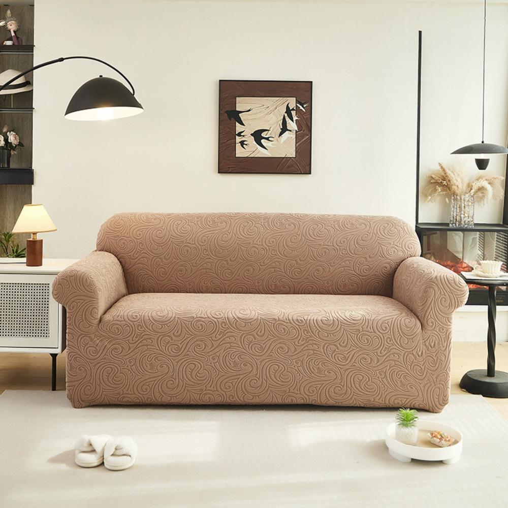 

Thickened Elastic Sofa Cover Full Wrap Embossed Fabric Dust Proof Non Slip Couch Protector for All Seasons Single 90-140cm
