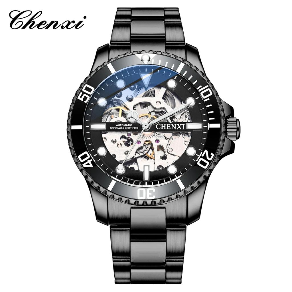 Chenxi Classic Watch Men Unique Dial Green Watches Luxury Gold Skeleton Automatic Mechanical Wristwatches Men Fashion Watches