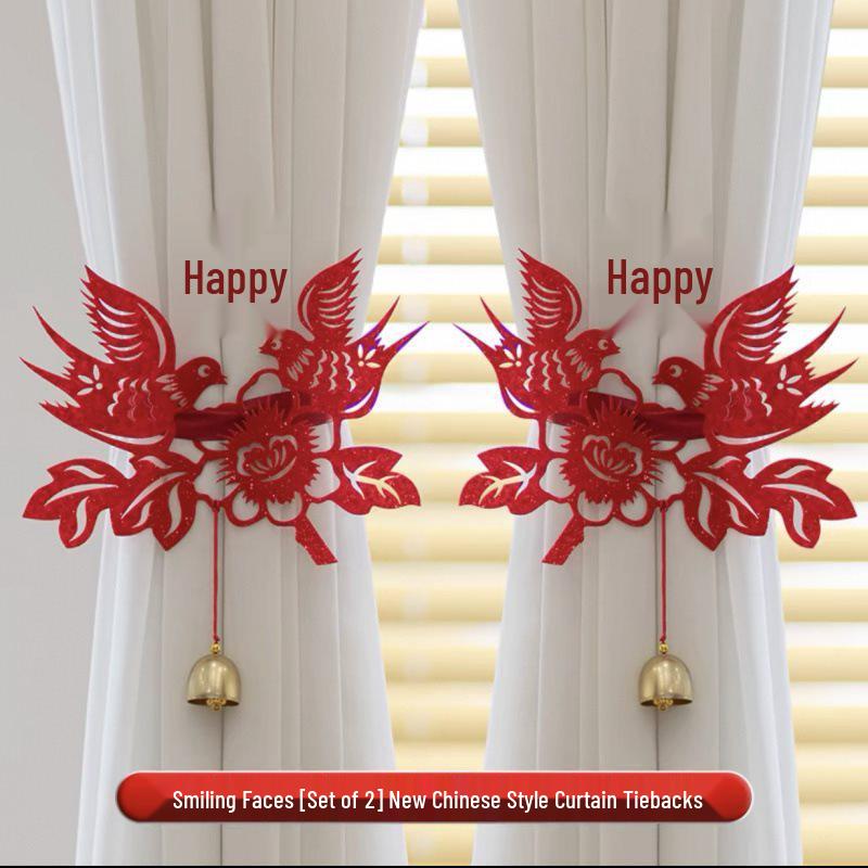 Set Perdele și Legături Dublă Fericire pentru Living sau Decor de Nuntă