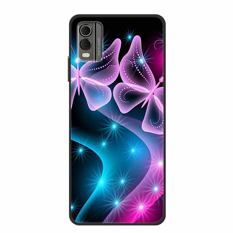 Pentru husă Nokia C32 6,5" Husă spate din silicon moale TPU de lux Carcase pentru telefon pentru NokiaC32 Protector drăguț Rezistent la șocuri Flori Capa