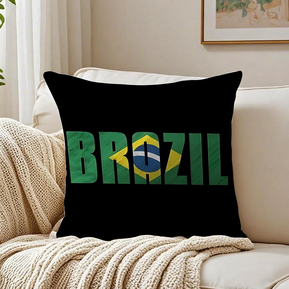 Fashion Casual Minimal BBrazil icon Cushion Cover Linen Pillowcase Soft for Sofa Bed Home Room Decor