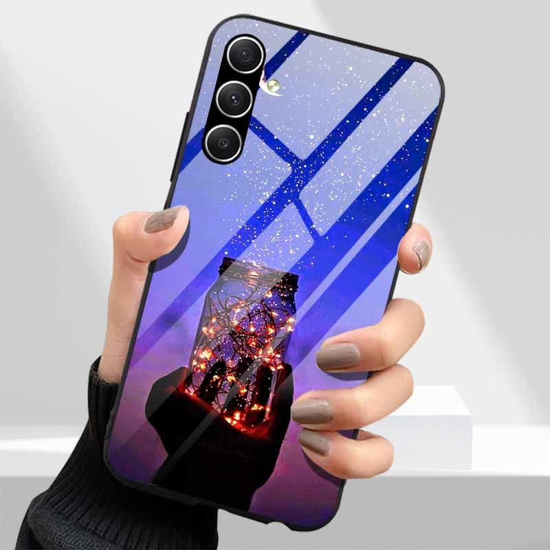 Tempered Glass Phone Cases for Samsung Galaxy A54 A14 A24 A34 Cover Hard PC Back Shell For M54 A15 A25 A55 5G A04s M23 M52 A 54