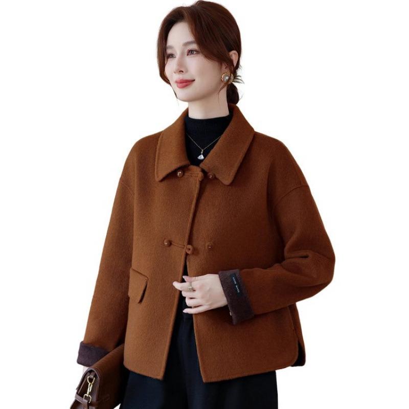 Autumn and winter new double-sided nylon coat coat women's short mother simple temperament woolen coat women