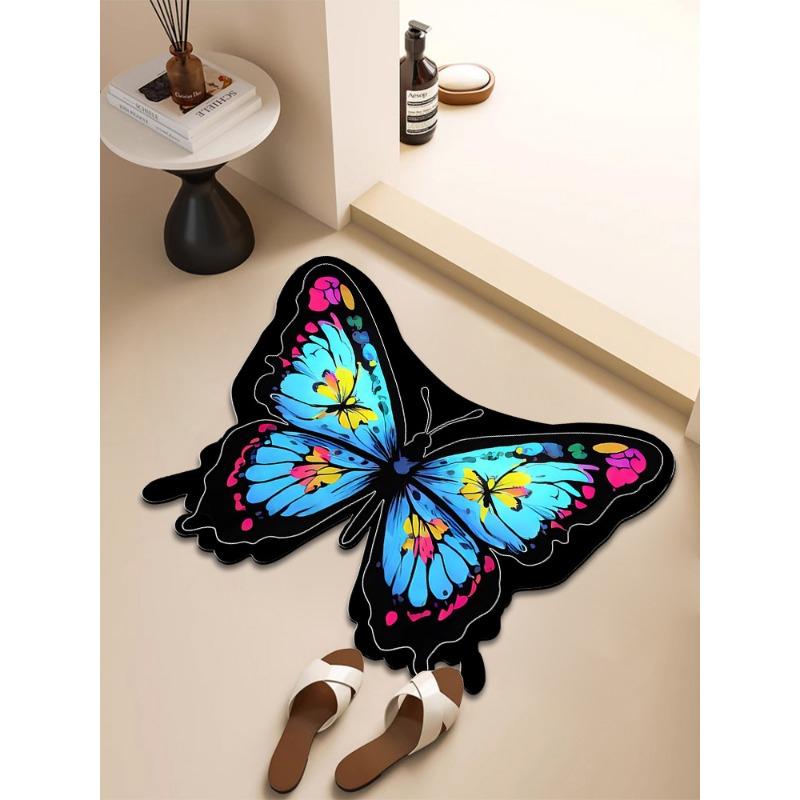Butterfly Non-slip Floor Mat Bathroom Special-shaped Door Absorbent Foot Mat Quick-drying Toilet Bathroom Entrance Mat Carpet