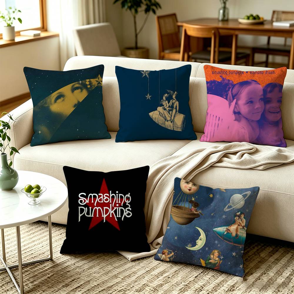 VVintage Album Art The Smashing Pumpkins Square DoubleSided printed Pillow Case Bedroom Bedside Pillow Sofa Cushion Cover