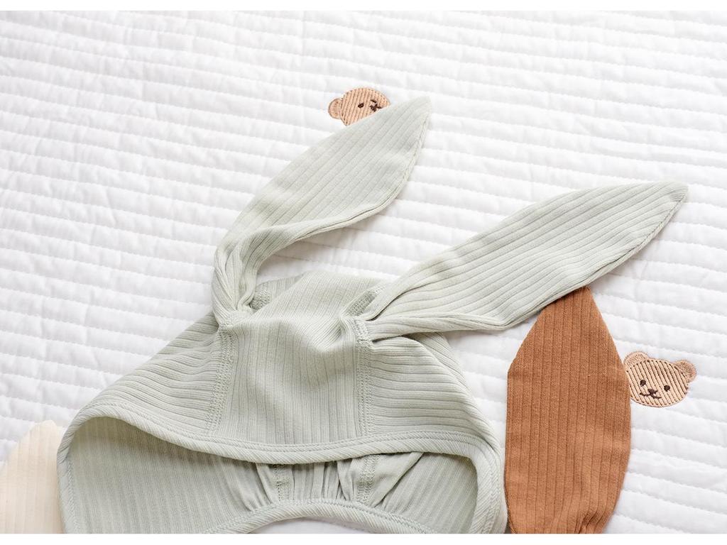 Baby Bunny Ear Hat: Nordic Tie-Up Spring/Summer Fetal Cap with Ear Protection.