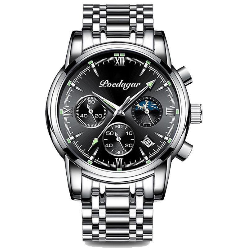 8058 Stylish Waterproof Luminous Multifunction Men s Watch Quartz Watch Black