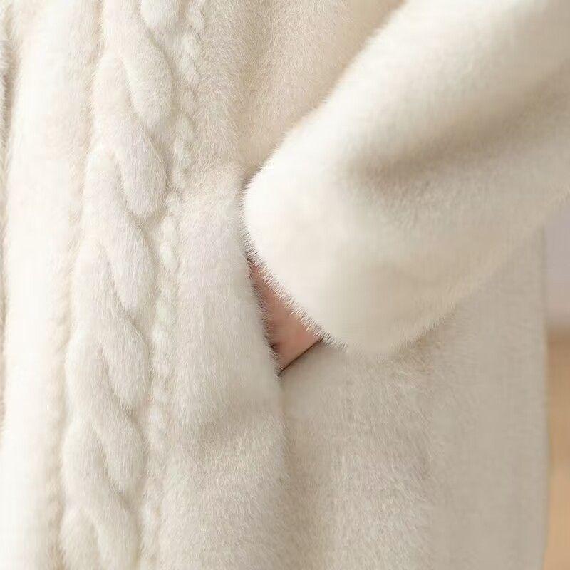 Women Velvet Mink Coat Coat for Women's  Winter New Temperament Imitation Mink Grass Young Fashion Mid Length Coat