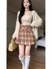 Autumn 2025 Plus Size High-Waist Plaid Pleated Skirt for Women