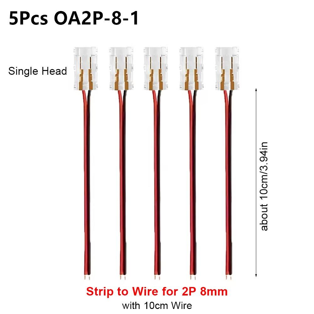 

5Pcs/Set 2/3 Pin COB LED Wire Connector Strip to Wire Single Head Pin Connector Solderless with 10cm wire LED Strip Connectors
