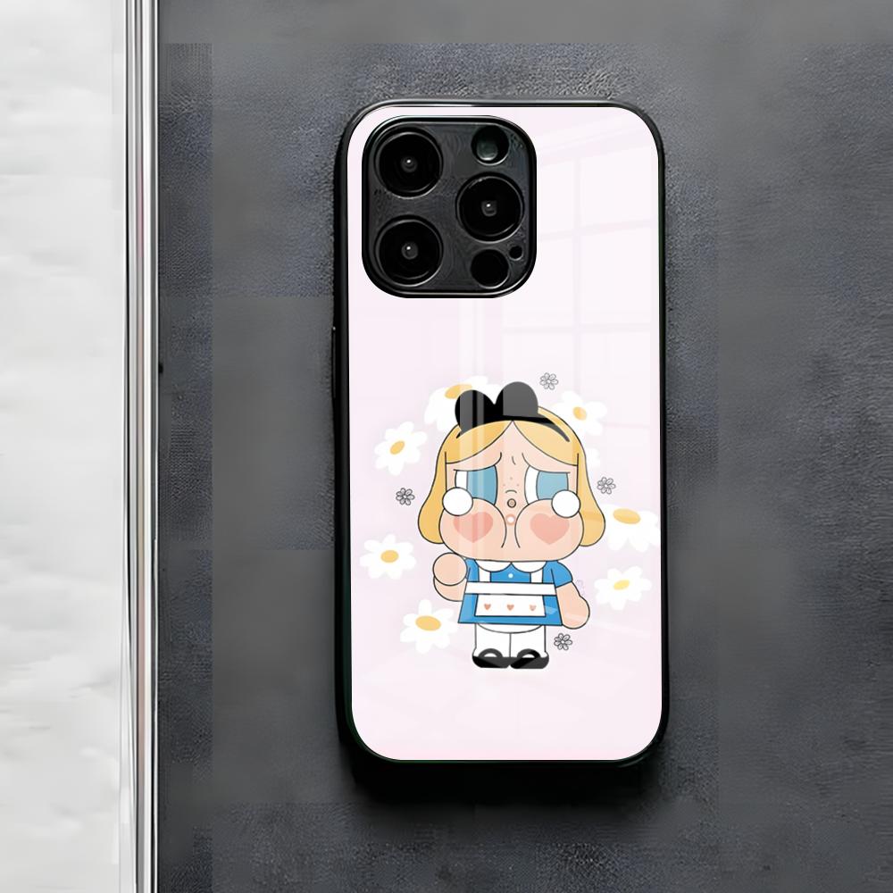 Cute C-Crybaby Doll Phone Case For IPhone 17 Air 16 E Pro Max 15 14 13 Mini 12 Pro 11 Max Plus Black Glass Cover