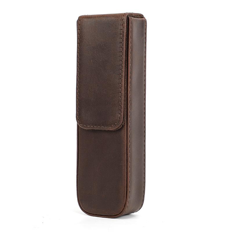 

Кожа Crazy Horse Пенал 2 шт. Ручной работы Выдвижной Съемный Студенческий Офисный Чехол для хранения ручек 2 темно-коричневого