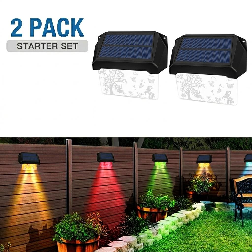 2/4pcs Solar Fence Lights Outdoor 10 Colors Change 3D Fairy Butterfly Art LED Wall Lamp Waterproof Garden Decor for Patio Yard