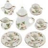Gogogmee Miniature Tea Set 1/12 Scale Ceramic Mini Teapot Cups Saucers Dollhouse Accessories