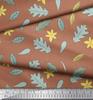 Soimoi Gray Japan Crepe Satin Fabric Leaf Floral Decor Fabric Printed Metre 42 Inch