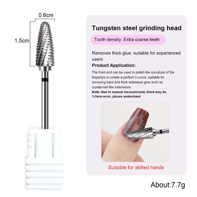 Professional Tungsten Carbide Nail File Bit Featuring AntiSlip Grip For Precise Shaping And Long Lasting Use
