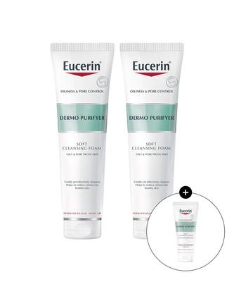 [2-pack] Eucerin Dermopurifier Soft Cleansing Foam 150ml + 50g Extra Gift