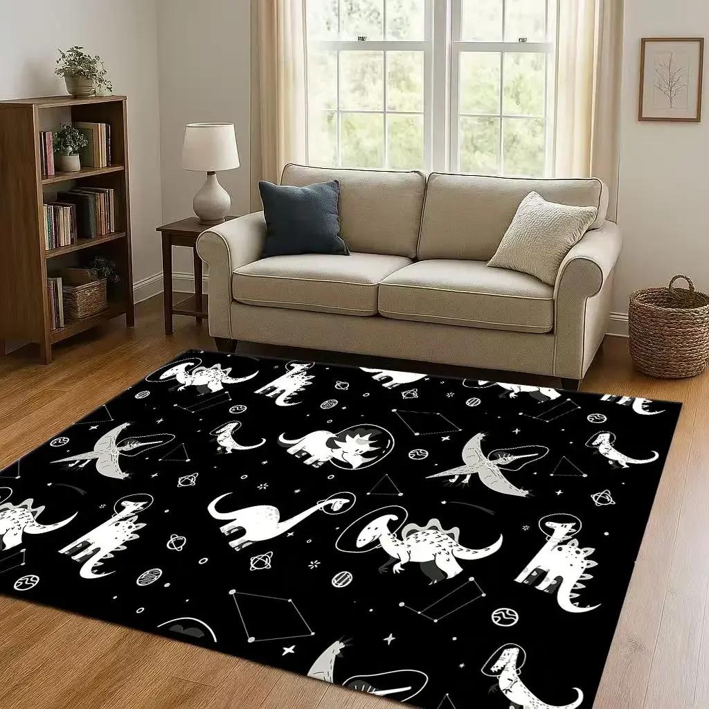 2026 New Space Dinosaur Cartoon Dino Art Living Room Non-Slip Area Rug Carpet for Bedroom Kids Playroom Sofa,Home Decor Doormat
