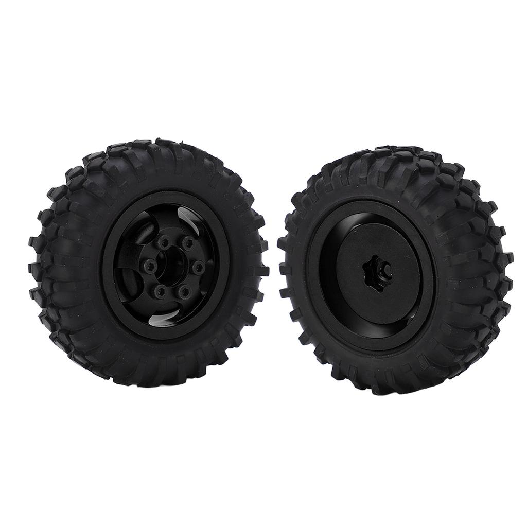 2pcs set 55mm Metal Wheel Rims Tires Set for AXIAL SCX24 1 24 RC Car Wheel Rim Rubber TyreBlack