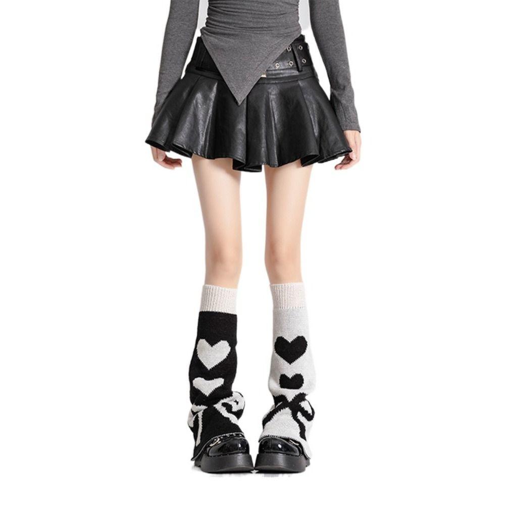 Spider Knitted Leg Warmers Heart Lolita Boots Cover Fashion Knee High Girls Stockings  Student