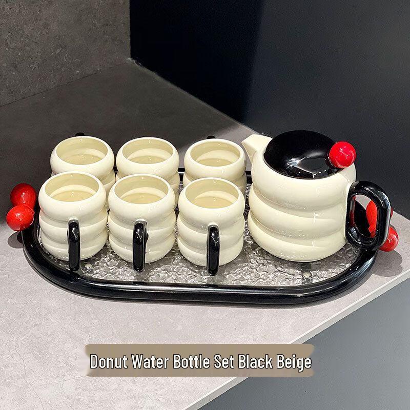 Qianxing Ceramic Doughnut Cold Water Pitcher with Tray Set