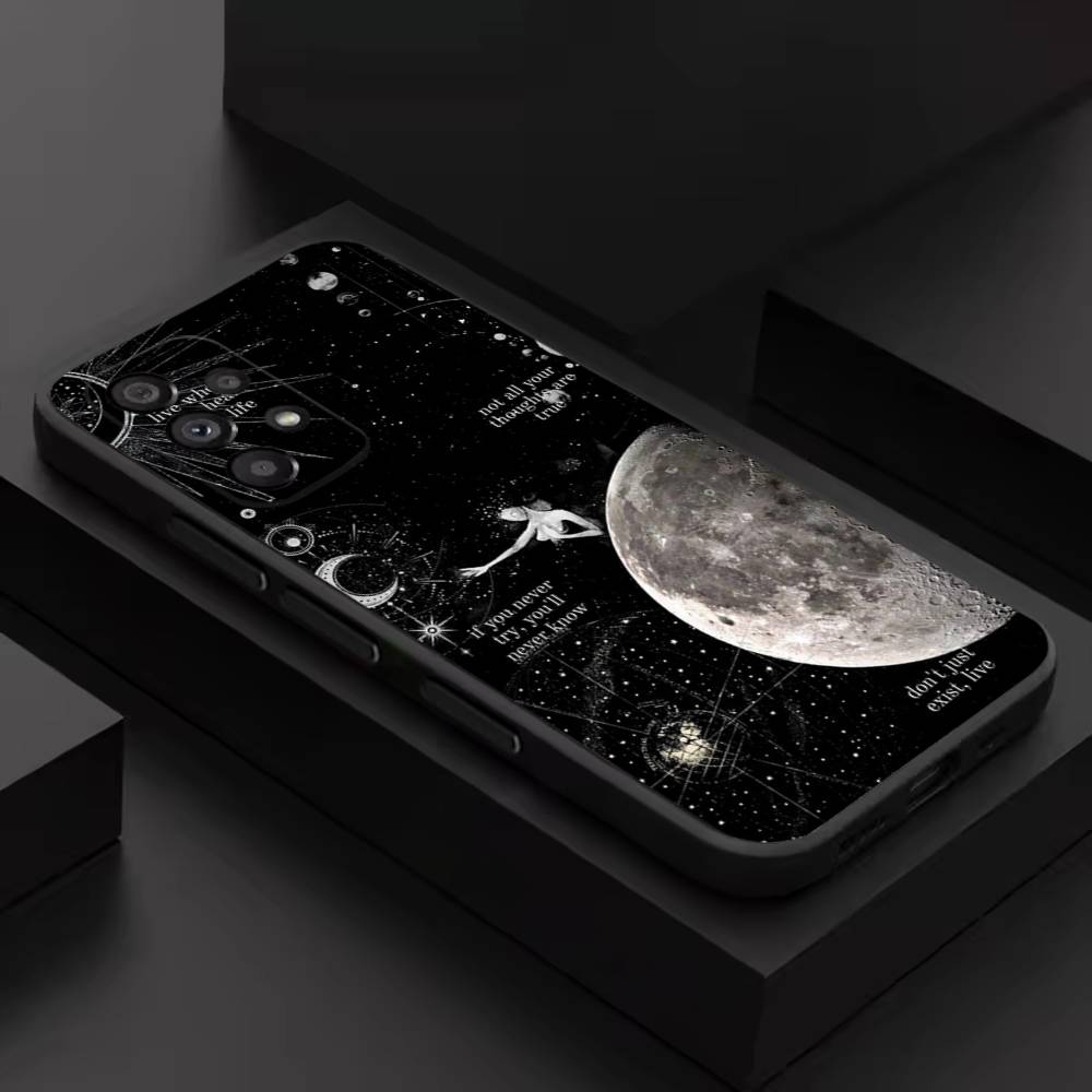 Moon Galaxy Universe For Samsung S 26,25,24,23,22,30,21,10,9,Ultra,Plus,Lite,FE,4,5G Black Soft Case Phone Case