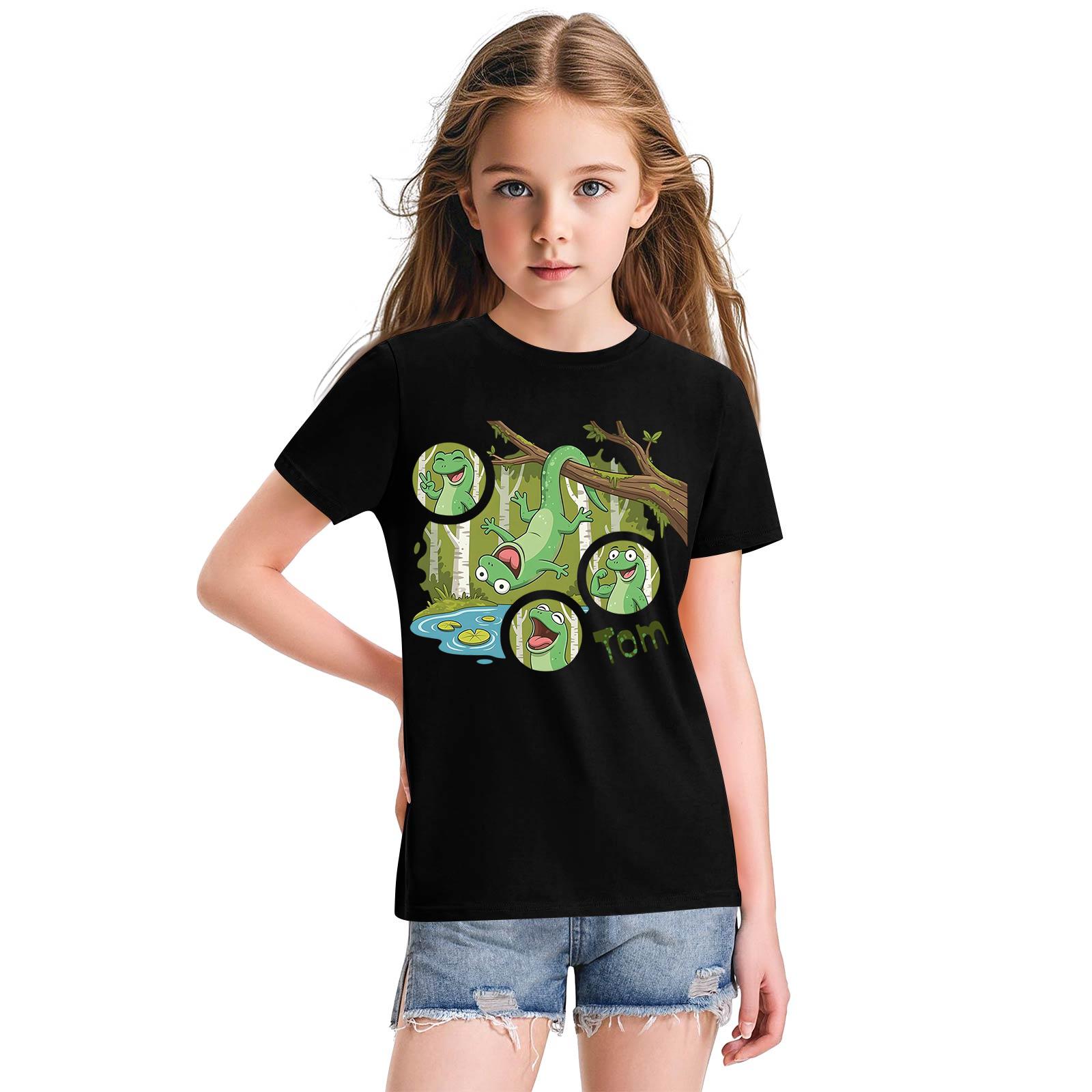 

Модная рабочая одежда с короткими рукавами и круглым вырезом, топы с принтом для детских летних топов 150 чёрный