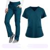 Women's Loose And Comfortable V-neck Short Sleeved Workwear With Top And Beauty Suit Set