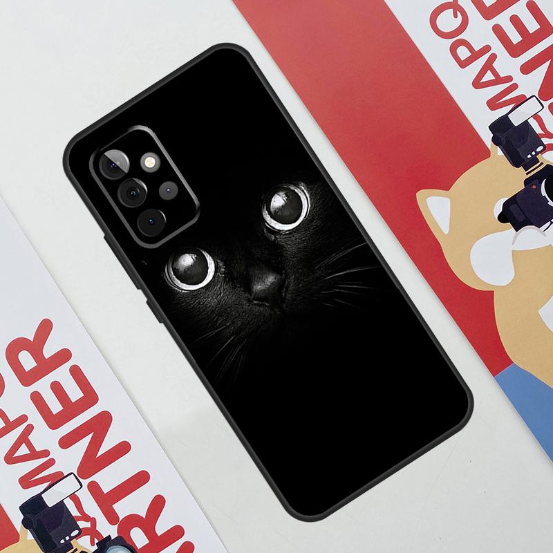 Black Cat Face Kitty Case For Samsung Galaxy A52 A32 A12 A56 A36 A16 A13 A23 A33 A53 A54 A34 A14 A15 A35 A55 A17