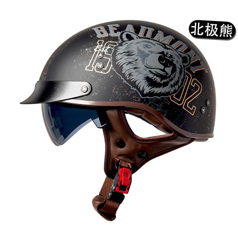Retro Motorcycle Helmet National Standard Certification Semi-helmet Men Women Electric 318 Knight