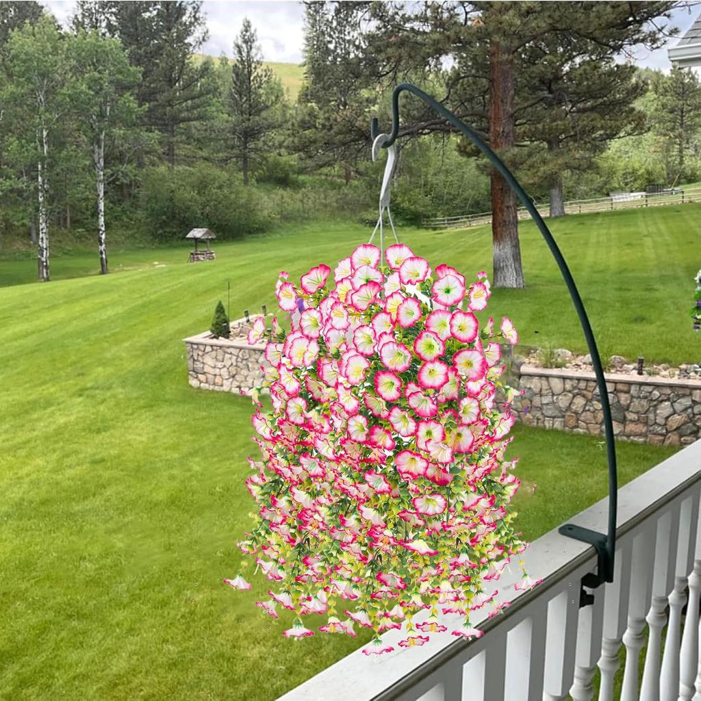 2pcs Artificial Morning Glory & Eucalyptus Hanging Decor Patio Ornaments Home Garden Wedding Party Decorations