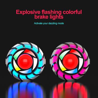Feu Arrière Frein LED Moto Double Mode Clignotant Rouge Bleu Plaqué Chrome Universel Étanche Lampe de Sécurité Haute Luminosité