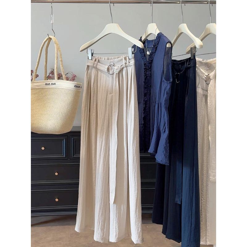 

Linen ice silk Yamamoto culottes women s spring and summer thin elastic waist, thin and drooping feeling, big swing fluttering casual wide-leg pants XL абрикосовый