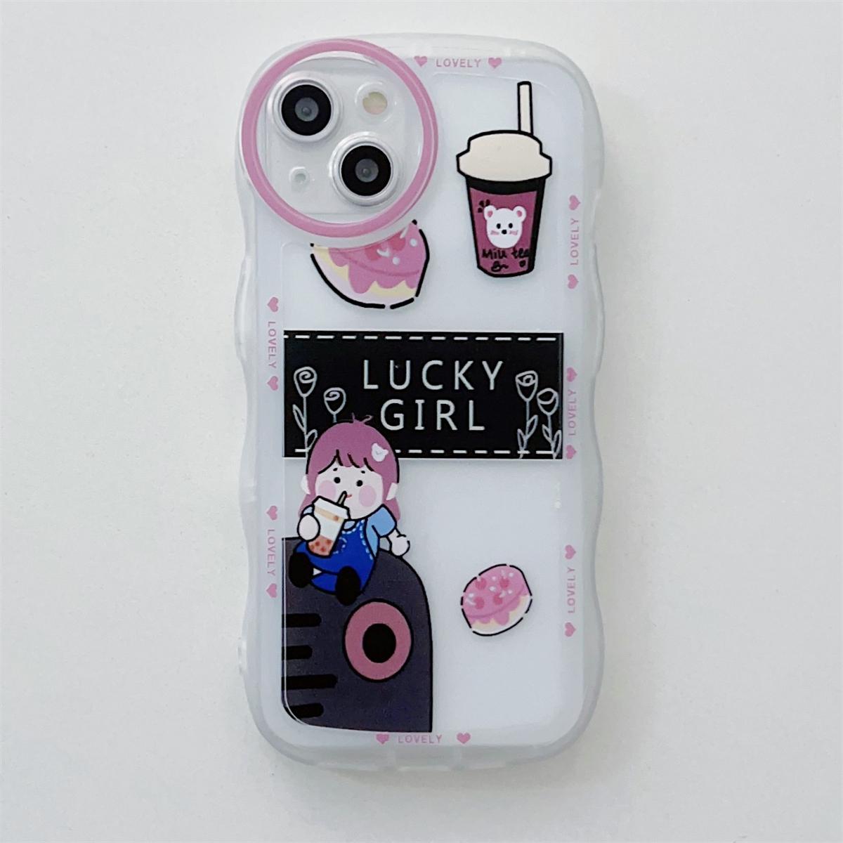 

Чай с молоком Happy Bear Чай с молоком Lucky Girl Pattern Мягкий корпус из ТПУ Модный чехол для телефона iPhone Samsung Vivo Xiaomi Oppo Xiaomi Redmi 5 Plus розовый