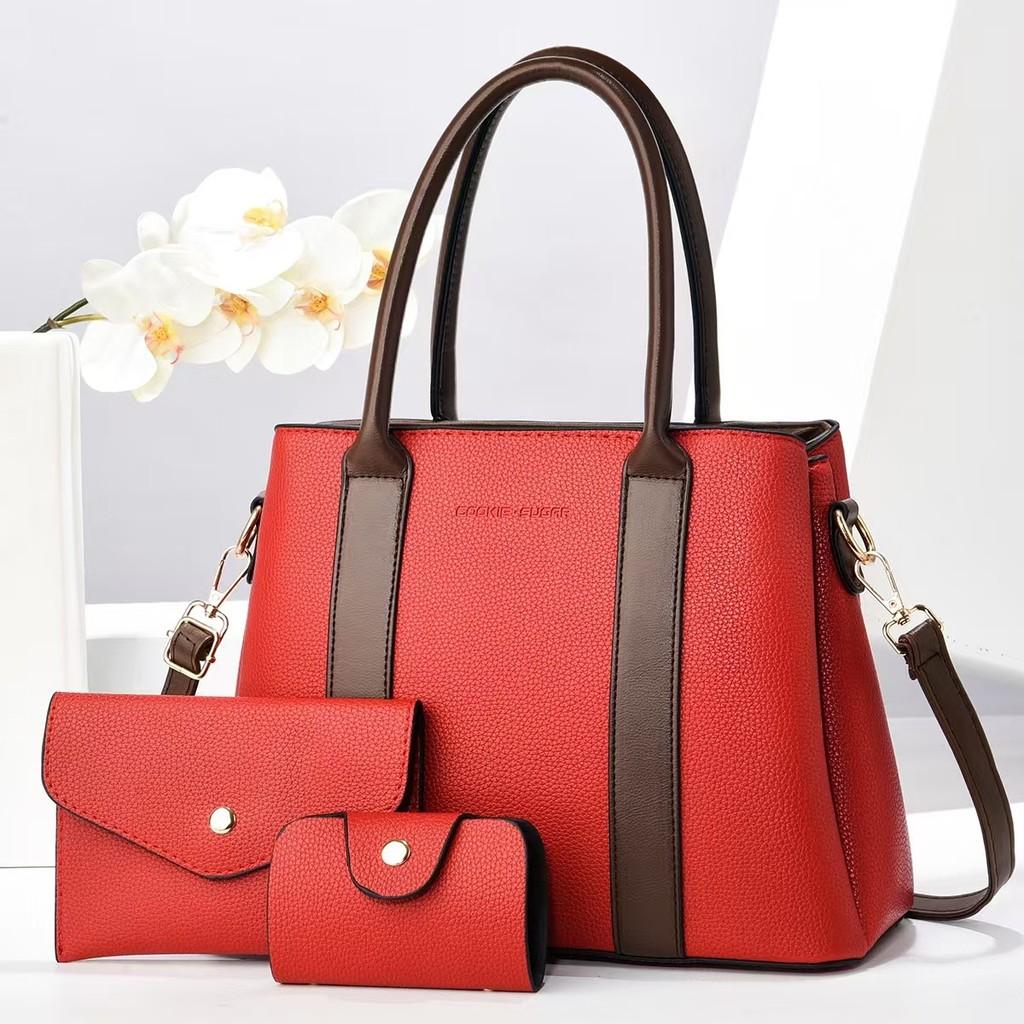 Color Trendy Block Mom And Child Bag Spacious Medium Size Pu Shoulder And Crossbody Bag For Women