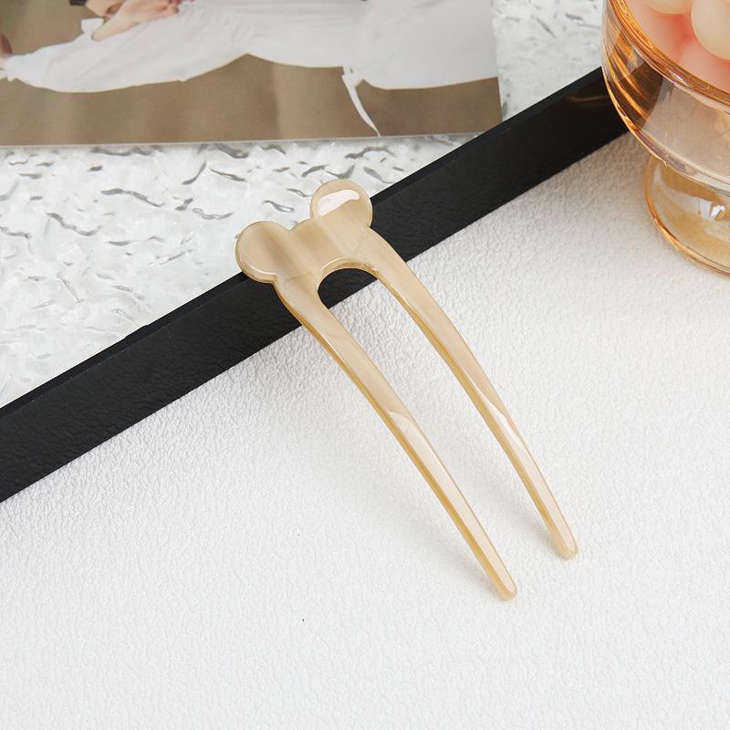 French Retro Cat U-Shaped Hairpin: Large, Elegant Acetate for Women