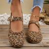 Pantofi Casual cu Cataramă, Model Leopard Antiderapant, Femei, Primăvară-Toamnă, Vârf Rotund, Confortabili, Platformă Joasă, Pantofi de Lucru