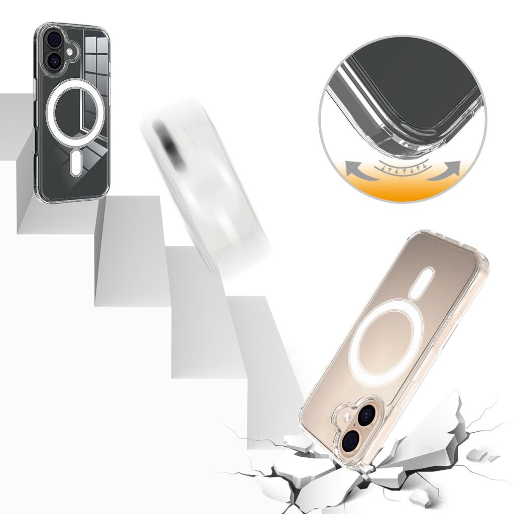 For iPhone 17 Clear Phone Case Compatible with MagSafe TPU+Acrylic Back Cover