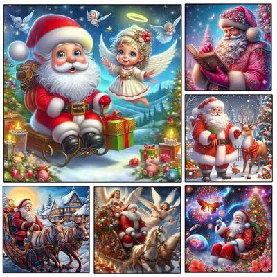 Diamond Painting Santa Claus Full Square Round Embroidery Portrait Mosaic Rhinestones Handmade Hobby Christmas Decorative Gift